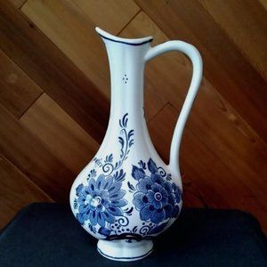 Delft Floral Pitcher 9.75" Tall